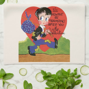 Linge De Cuisine Saint-Valentin rétro, cœur de garçon vagabond vint