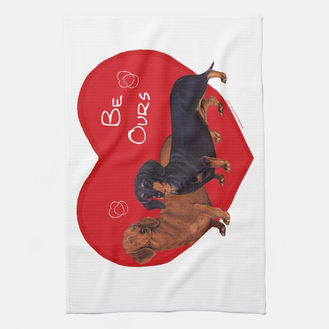 Linge De Cuisine Saint-Valentin teckel (Vertical)
