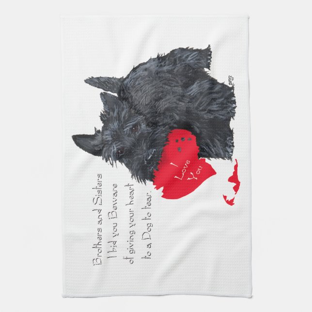 Linge De Cuisine Saint-Valentin Terrier Écossais (Vertical)