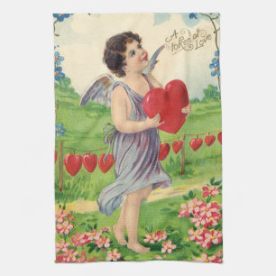 Linge De Cuisine Saint-Valentin vintage, ange victorien avec cœur