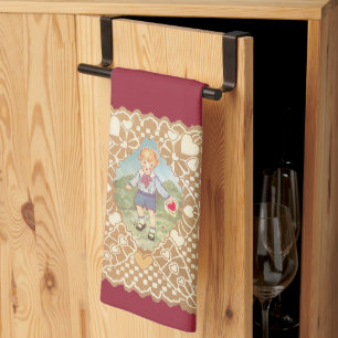 Linge De Cuisine Saint-Valentin vintage, joli garçon dans la prairi