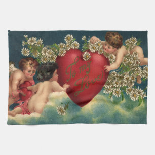 Linge De Cuisine Saint-Valentin vintage victorien Chérubins au Para