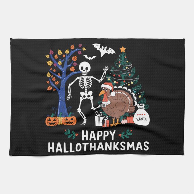 Linge De Cuisine Saison de fêtes de Hallothanksmas joyeuse Cadeau d (Horizontal)