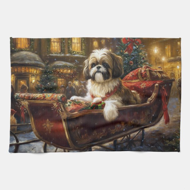 Linge De Cuisine Saison de Noël Shih Tzu (Horizontal)