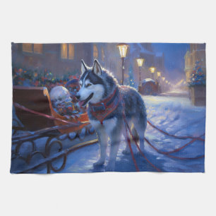 Linge De Cuisine Saison de Noël Sibérienne Husky