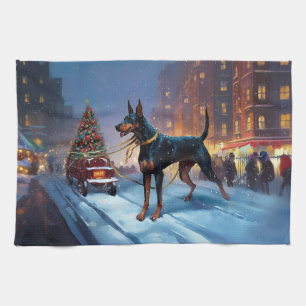 Linge De Cuisine Saison Festive de Noël Doberman