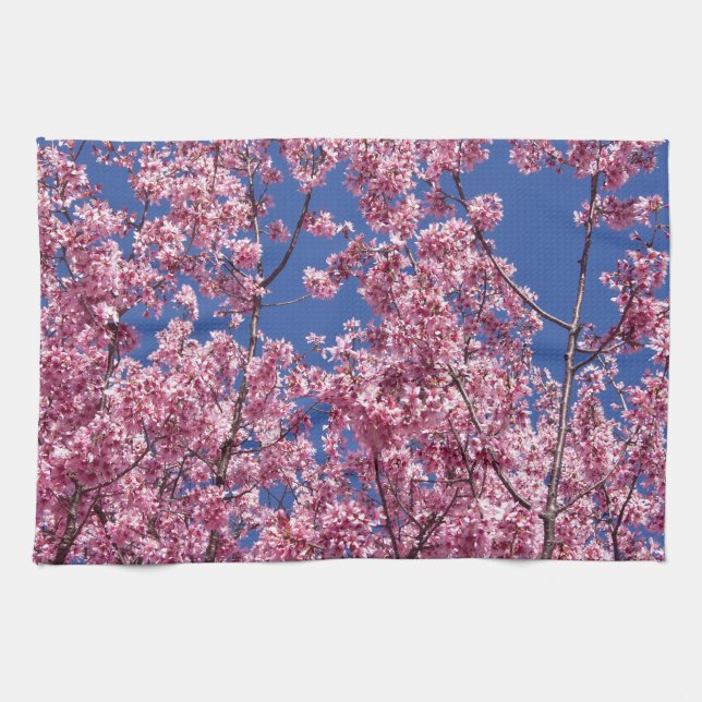 Linge De Cuisine Sakura Cerisiers en Fleur Dans Le Bleu (Horizontal)