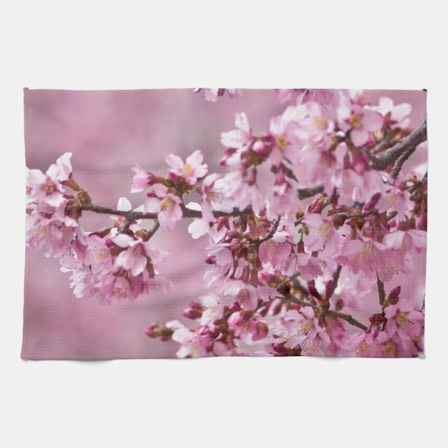 Linge De Cuisine Sakura Cherry Blossoms Pastel Pink Layers (Horizontal)