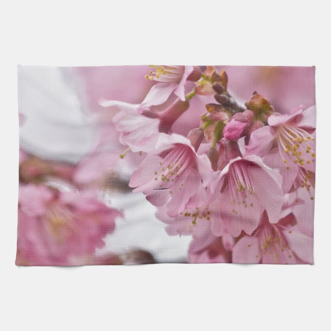Linge De Cuisine Sakura Cherry Blossoms rose pâle (Horizontal)