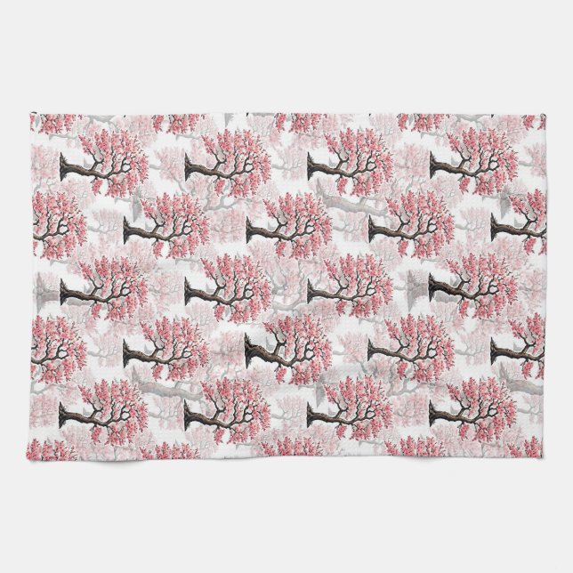 Linge De Cuisine Sakura Rose Cherry Fleur Arbre Design (Horizontal)
