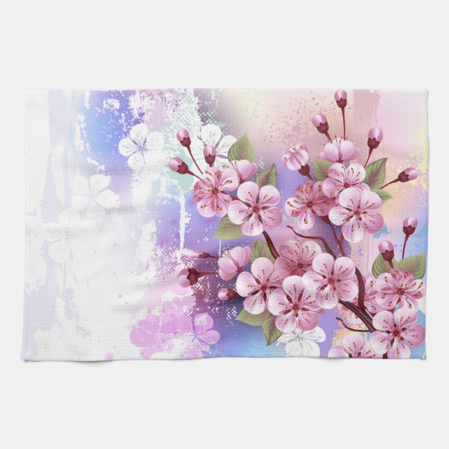 Linge De Cuisine Sakura rose sur la peinture Arrière - plan (Horizontal)