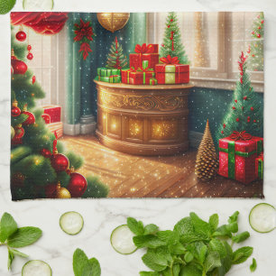 Linge De Cuisine Salle à la décoration festive, Noël traditionnel