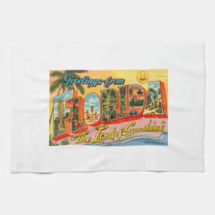 Linge De Cuisine Salutations de la carte postale Vintage Floride