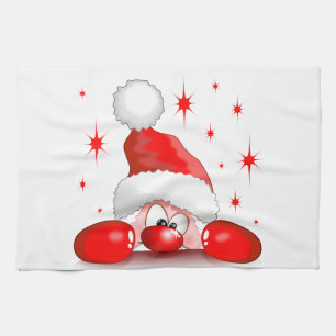 Linge De Cuisine Santa Cartoon Cute Peeking Character © BluedarkArt