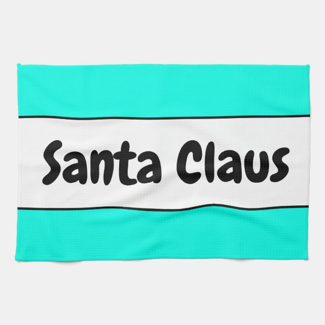 Linge De Cuisine SANTA CLAUS Fun Festin Monnaie Lumineuse Blancs (Horizontal)