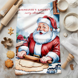 Linge De Cuisine Santa Pétrit la Pâte Noël Personnalisé