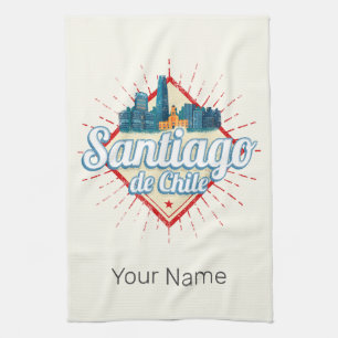 Linge De Cuisine Santiago de Chile City Vacances Rétro Skyline