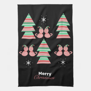 Linge De Cuisine Sapin de Noël Chat Motif