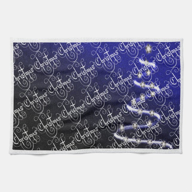 Linge De Cuisine Sapin de Noël et Étoiles - (Horizontal)