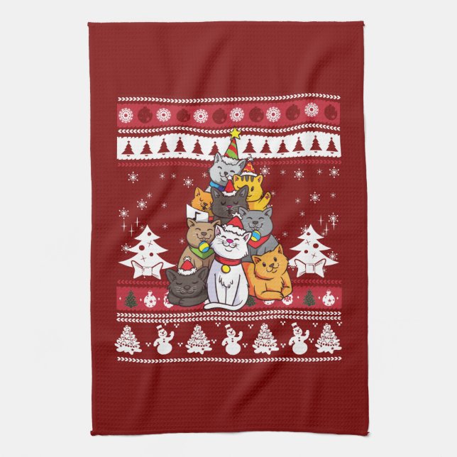 Linge De Cuisine Sapin de Noël pour Chat (Vertical)