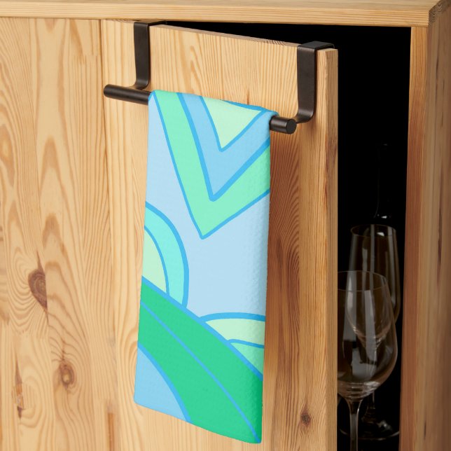 Linge De Cuisine Sarcelle Groovy (Pliage en tiers)