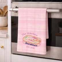 Sardines à carreaux roses personnalisées au nom de