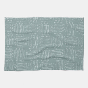 Linge De Cuisine Sardines bleu sauge poussiéreux tendance Maison de