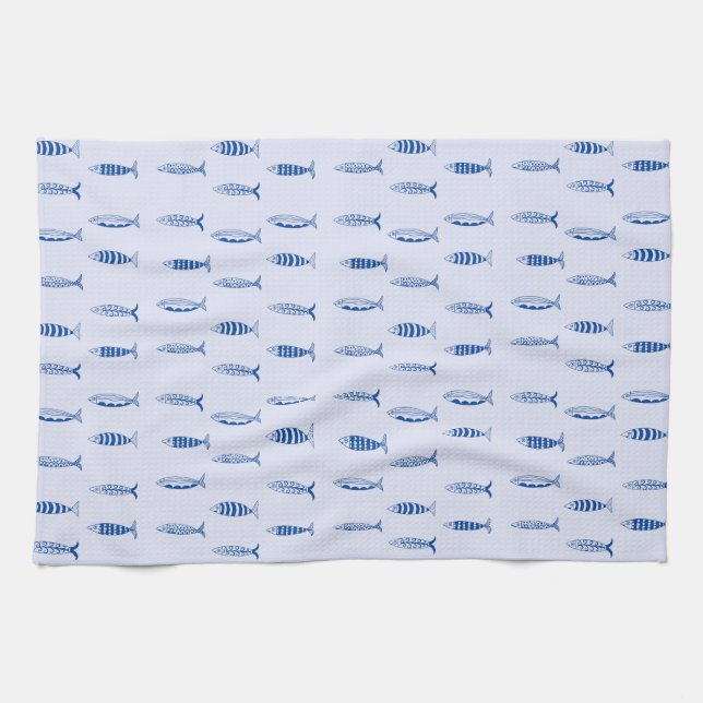 Linge De Cuisine Sardines Pattern (Horizontal)