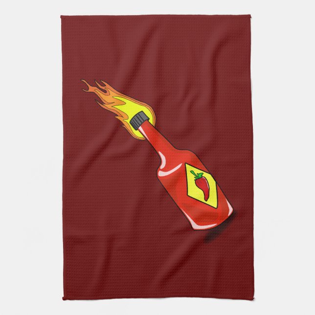 Linge De Cuisine Sauce chaude caricature (Vertical)