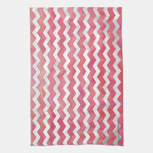 Linge De Cuisine Saumon Swirl Chevron Motif (Vertical)