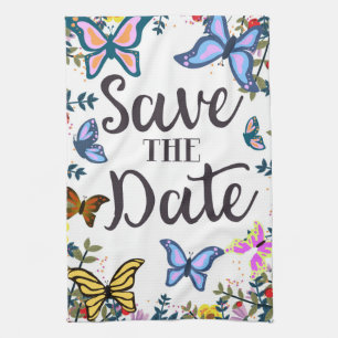 Linge De Cuisine Sauvegarder la Date Papillons Vintage.