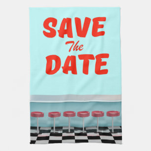 Linge De Cuisine Sauvegarder la date vintage diner américain