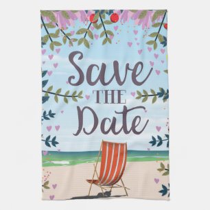 Linge De Cuisine Sauvegarder la date vintage plage et chaise de pon