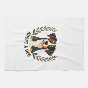 Linge De Cuisine Sauver une vie Adopter un chien Illustration vinta