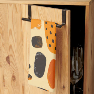 Linge De Cuisine "Savanna Pop : Vibes tribales en orange et noir"