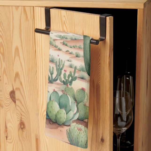 Linge De Cuisine Scène de cactus du désert du Sud-Ouest  (Pliage en tiers)