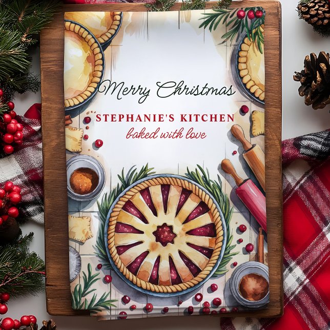 Linge De Cuisine Scène de pâtisserie de Noël personnalisée (Créateur téléchargé)