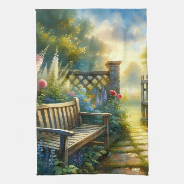 Linge De Cuisine Scène de porte de jardin ensoleillé (Vertical)