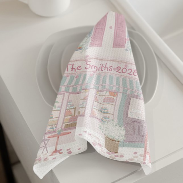 Linge De Cuisine Scène de rue rose personnalisée (Créateur téléchargé)