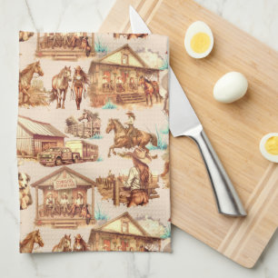 Linge De Cuisine Scènes de chevaux de Ranch Western Cowgirl