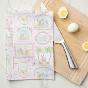 Linge De Cuisine Scènes de la Nativité Pastel Noël
