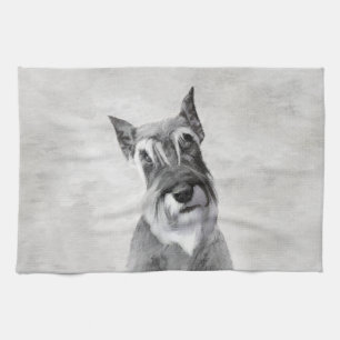Linge De Cuisine Schnauzer (Giant) Peinture - Chien Art