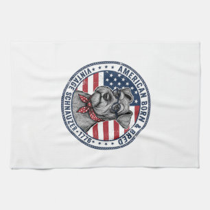 Linge De Cuisine Schnauzer Patriotique Vintage