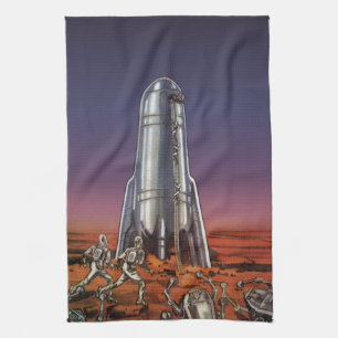 Linge De Cuisine Science-fiction vintage, astronautes aliens scarab