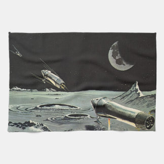 Linge De Cuisine Science-fiction vintage, fusées spatiales Lune Pla