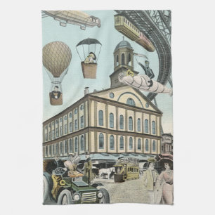 Linge De Cuisine Science-fiction vintage, ville steampunk victorien
