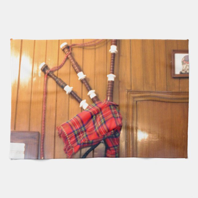 Linge De Cuisine Scotland Bagpipe Tartan Plaid Instrument de musiqu (Horizontal)