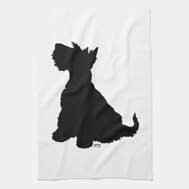 Linge De Cuisine Scottie Chien Assis (Vertical)
