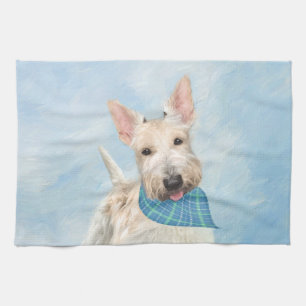 Linge De Cuisine Scottish Terrier Wheaten Dog Painting Art original