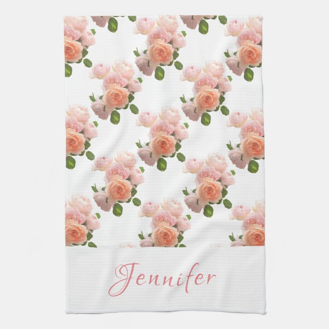 Linge De Cuisine Script manuscrit personnalisé Roses roses roses ro (Vertical)